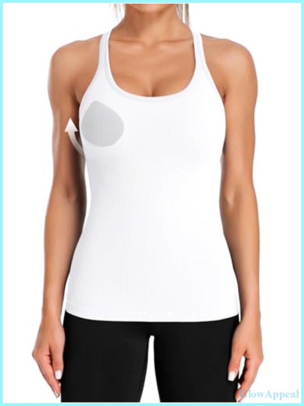 Ribbed Workout Tank Top with Built in Bra Racerback Gym Yoga